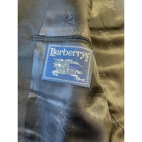 Burberrys Vintage Black Silver Button Wool Sport Coat Blazer 45L - Picture 9 of 13